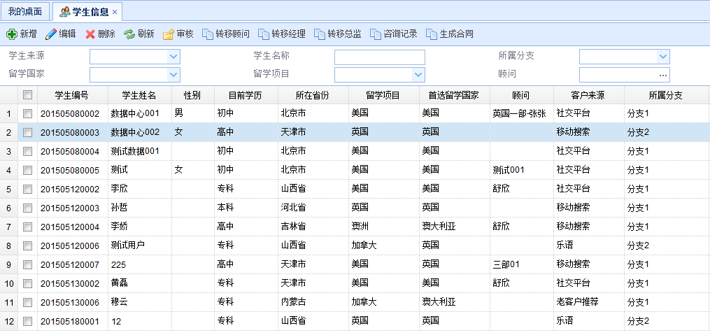 留學(xué)學(xué)生信息管理